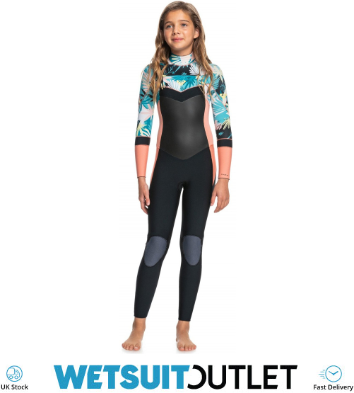 2021 Roxy Girls Syncro 43mm Chest Zip Gbs Wetsuit Ergw103043 Black Pale Coral Wetsuit Outlet